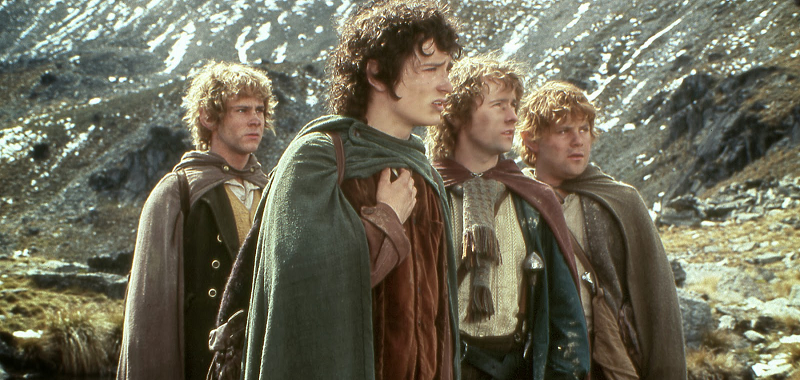 Frodo Bolseiro, Samwise, Merry e Pippin - Hobbit - O Senhor dos Anéis